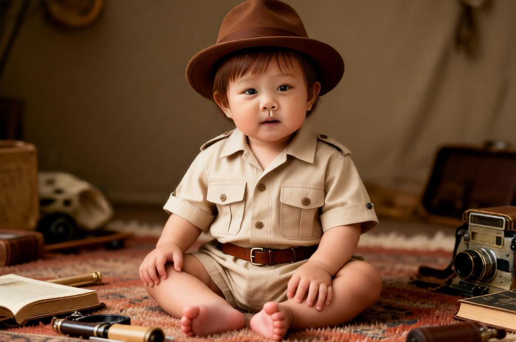 Cute Baby Explorer Outfit Photo Prompt