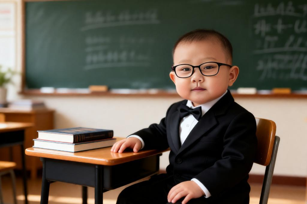 Cute Baby in Classroom Portrait – Formal Style