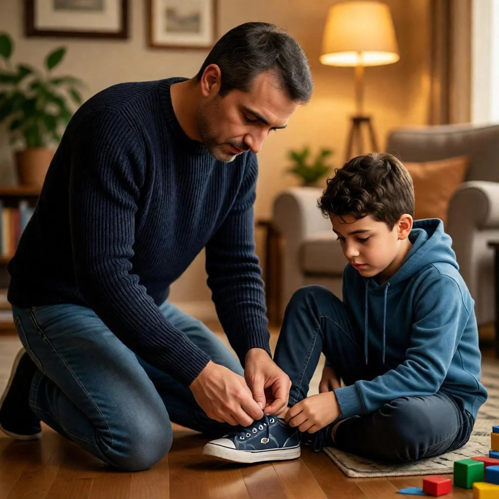 Father Son Learning Moment Photo