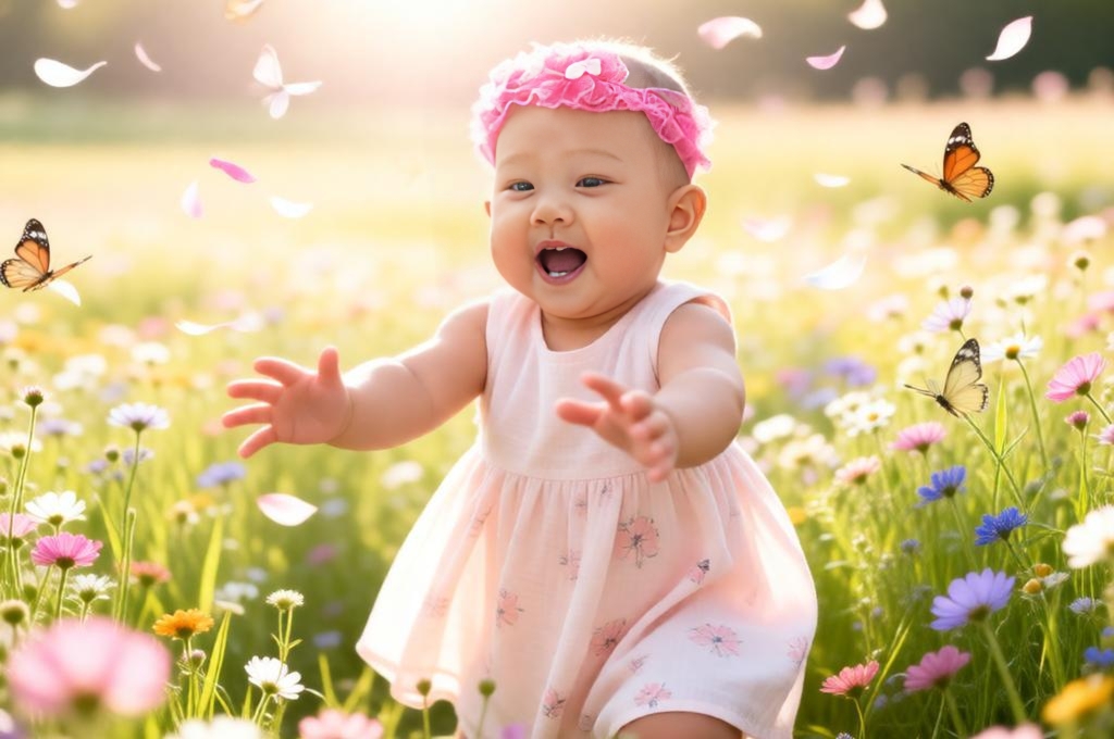 Sunlit Baby Garden Portrait