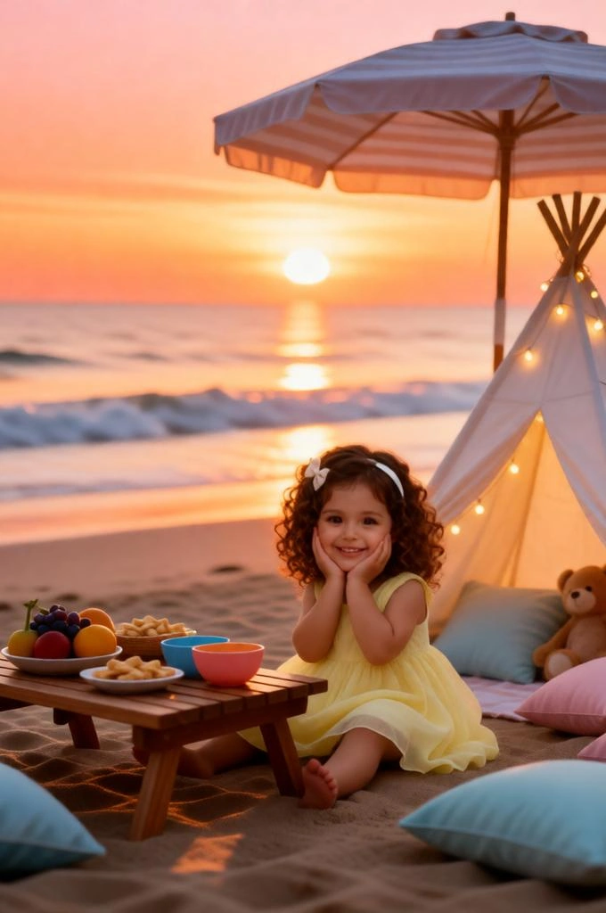 Sunset Beach Baby Portrait AI Photo Editing