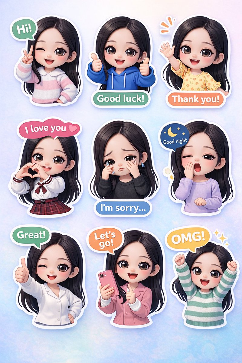 AI Prompt for Chibi Stickers with Various Poses and Expressions