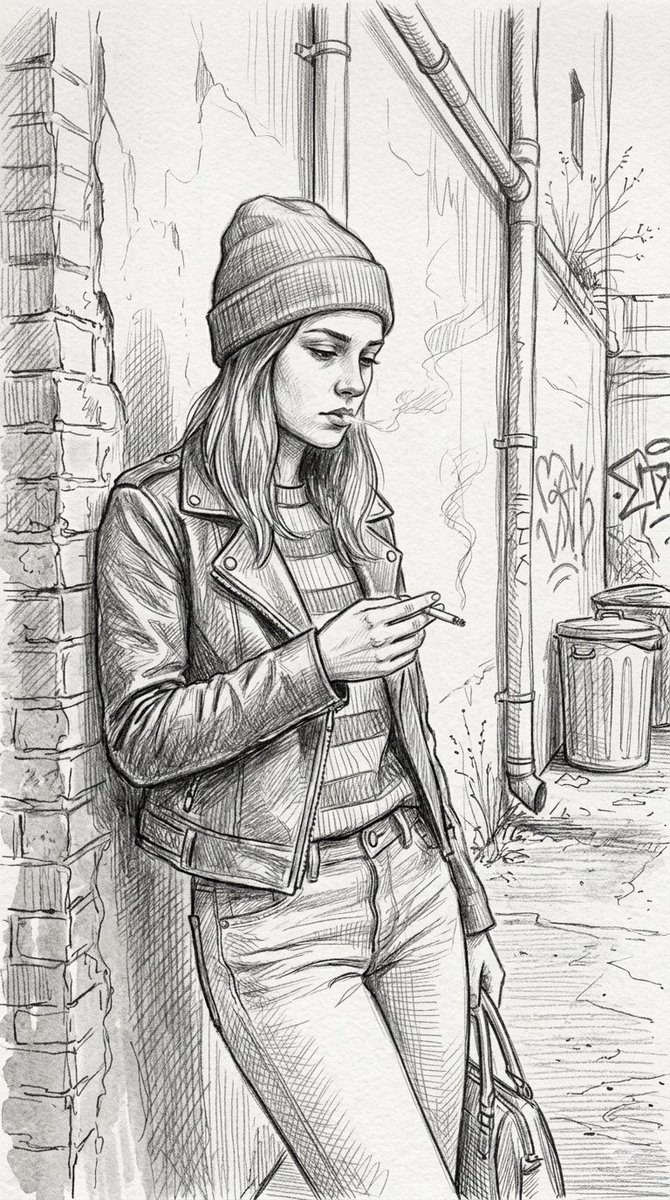 AI Prompt for Gritty Urban Portrait Sketch with Cross-Hatching