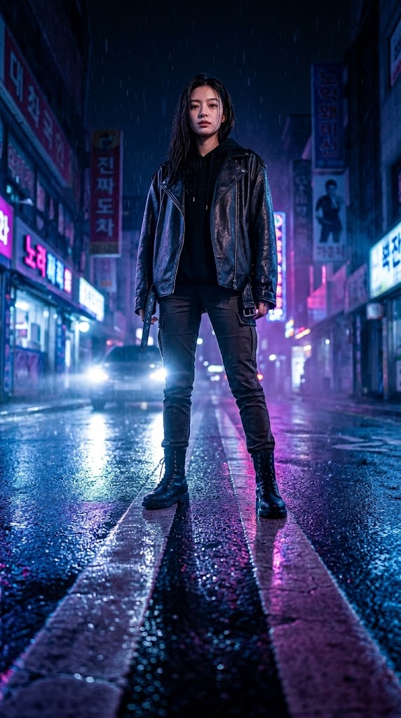 Cyberpunk Rainy Night Portrait