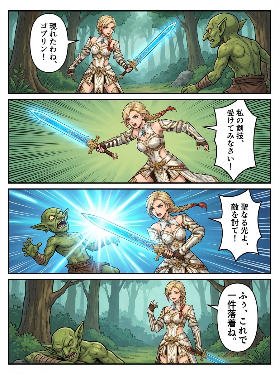 4-Panel RPG Comic Original Character Anna Warrior Girl
