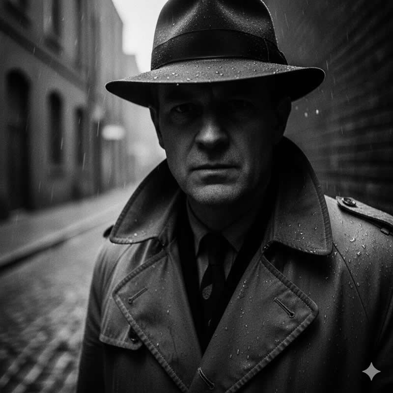AI Portrait Prompt for Noir Style Black and White Cinema