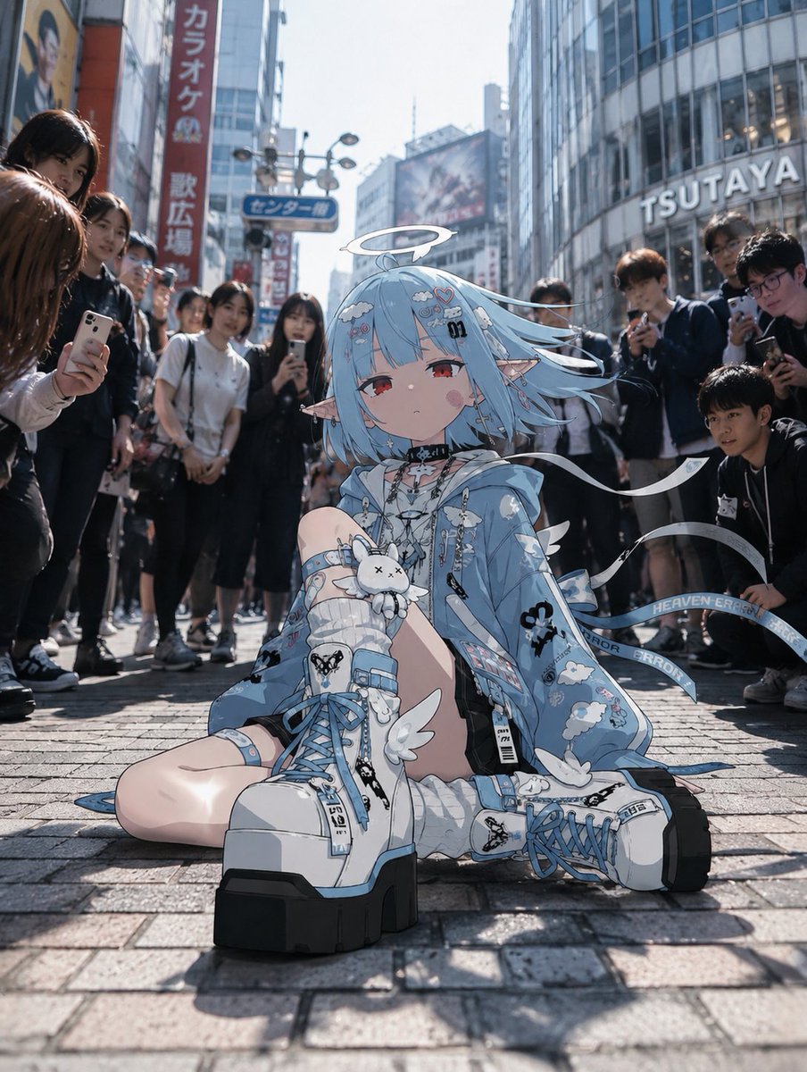 AI Prompt: Anime Character Placed in Real-World Tokyo Street Scene