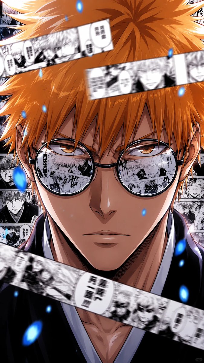 AI Prompt: Create Bleach-Inspired Character Posters with Dynamic Motion Blur and Customizable Manga Collage Backgrounds