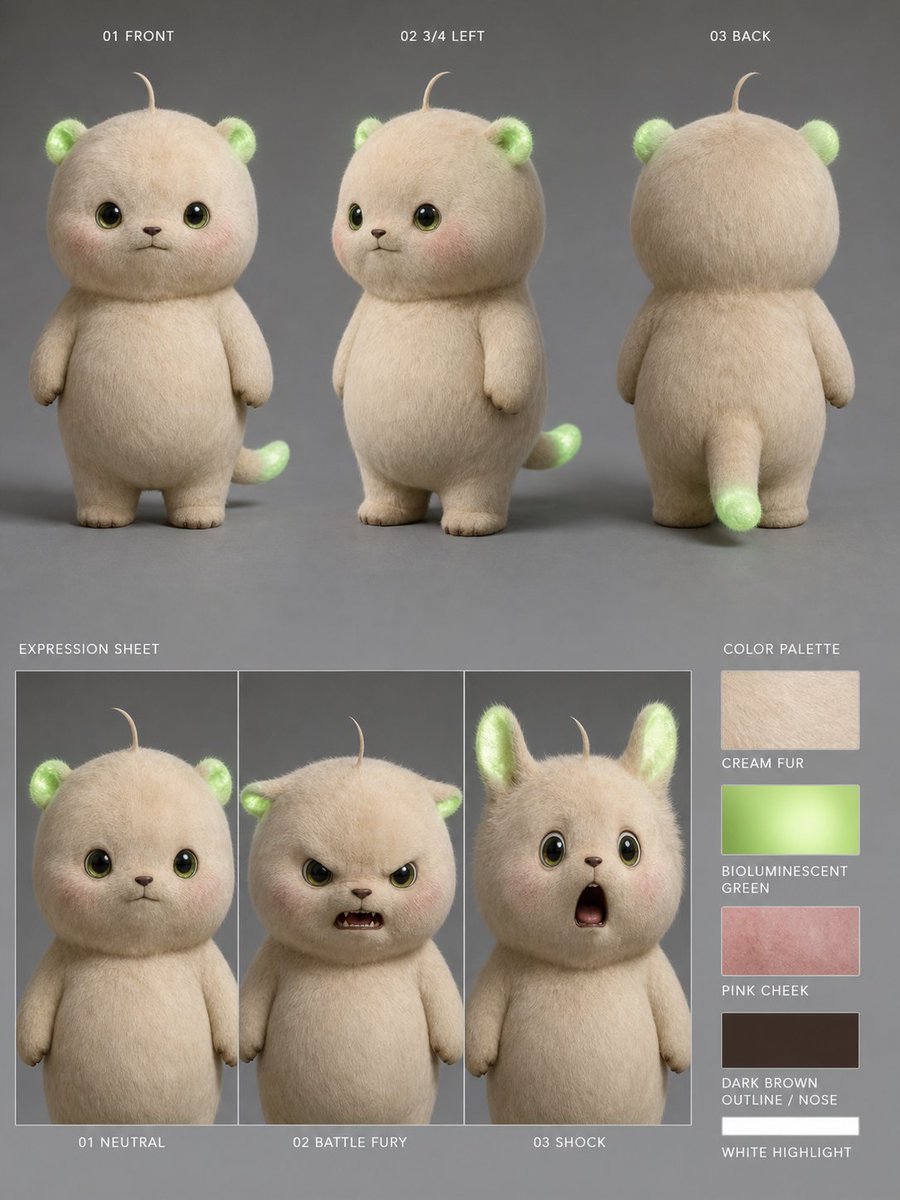 AI Prompt for 3D Bioluminescent Plush Creature Character Design