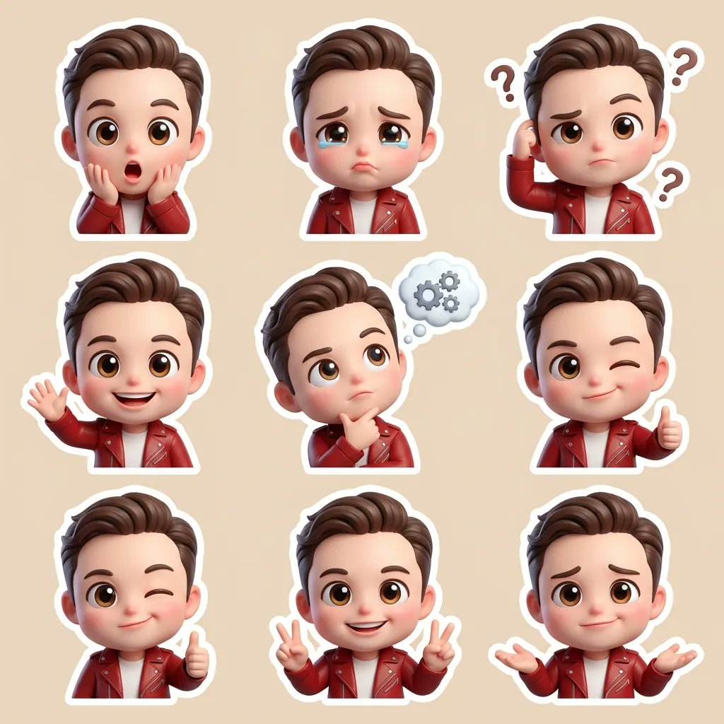 AI Prompt for 3D Chibi Character Sticker Set Generation