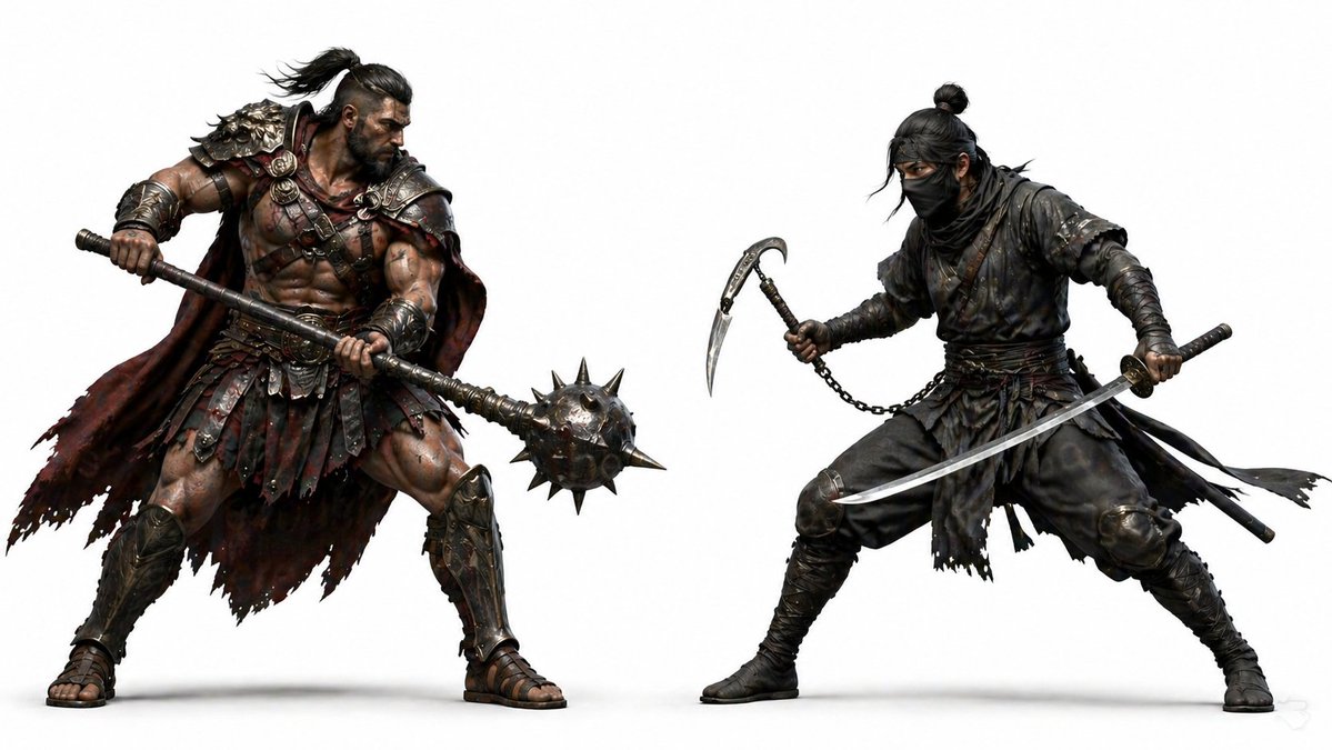 AI Prompt for 3D Game Character Design and Combat Scenario