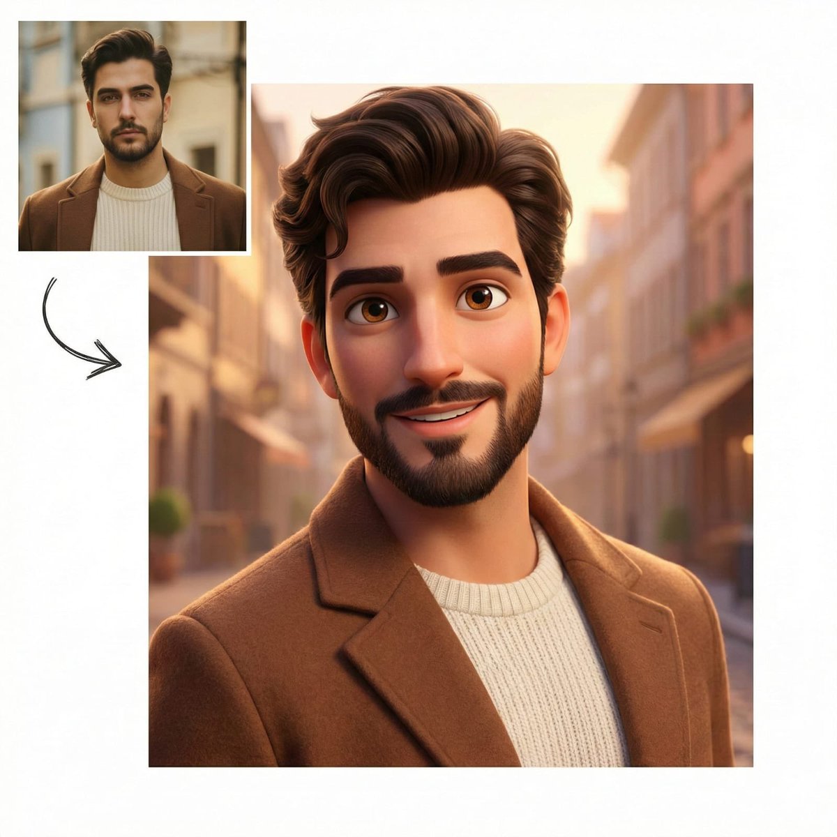 AI Prompt for 3D Pixar-Style Character Comparison Image