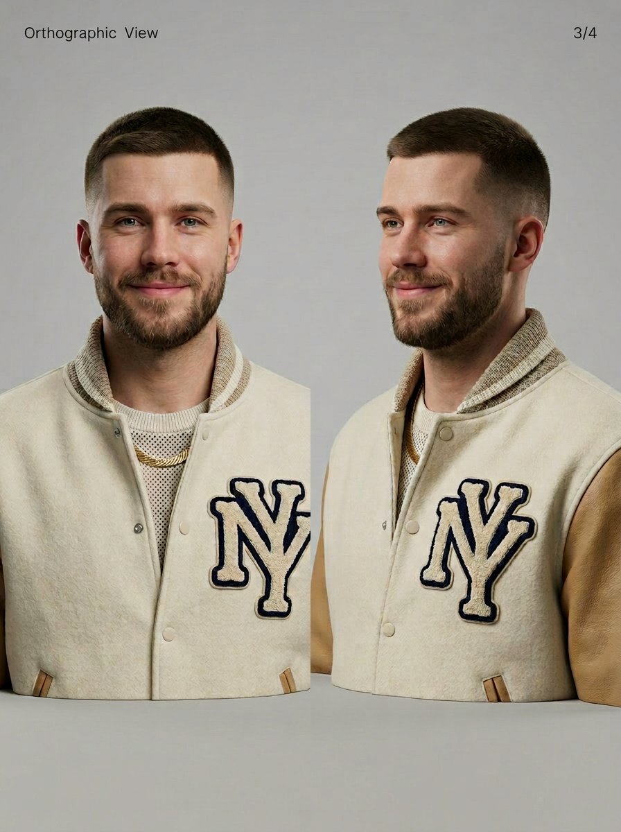 AI Prompt for 3D Vector Varsity Jacket Character with Detailed Textures