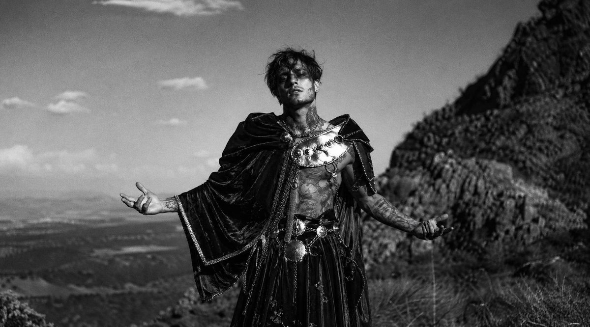 AI Prompt for a Dramatic Black and White Mountain Warrior Portrait