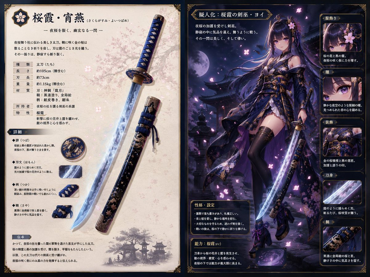 AI Prompt for a Stunning Anime Sakura Katana Character Sheet with Swordswoman
