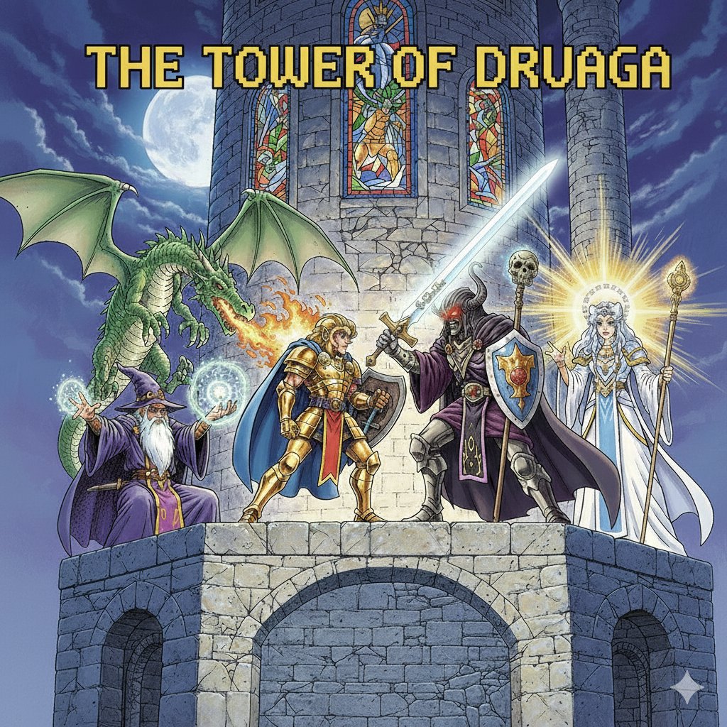 AI Prompt for Animated Gilgamesh vs Druaga Scene Featuring Fantasy Characters