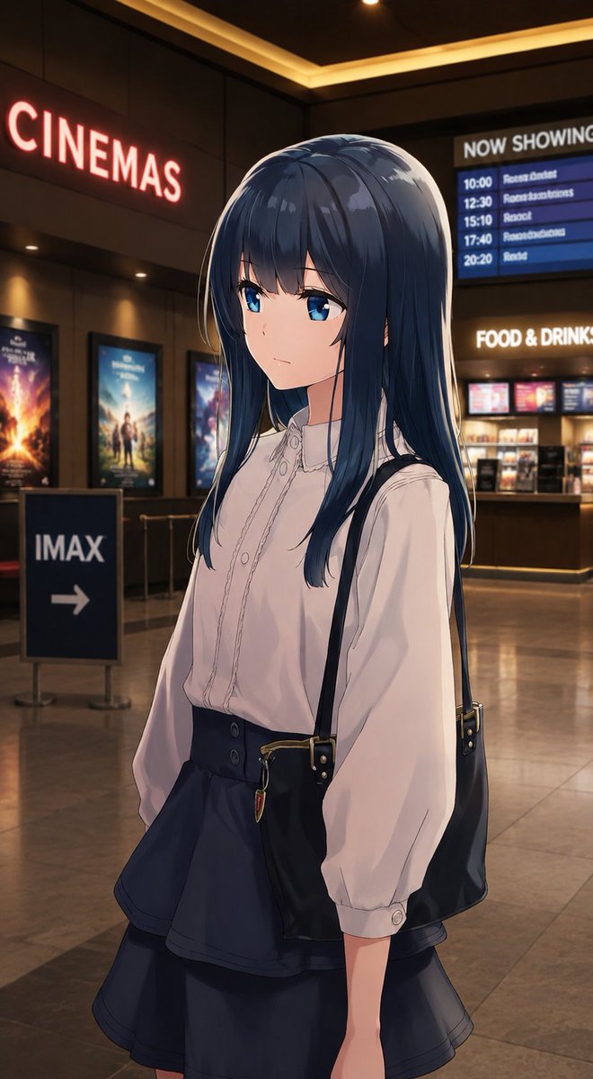 AI Prompt for Anime Character in Modern Cinema Lobby
