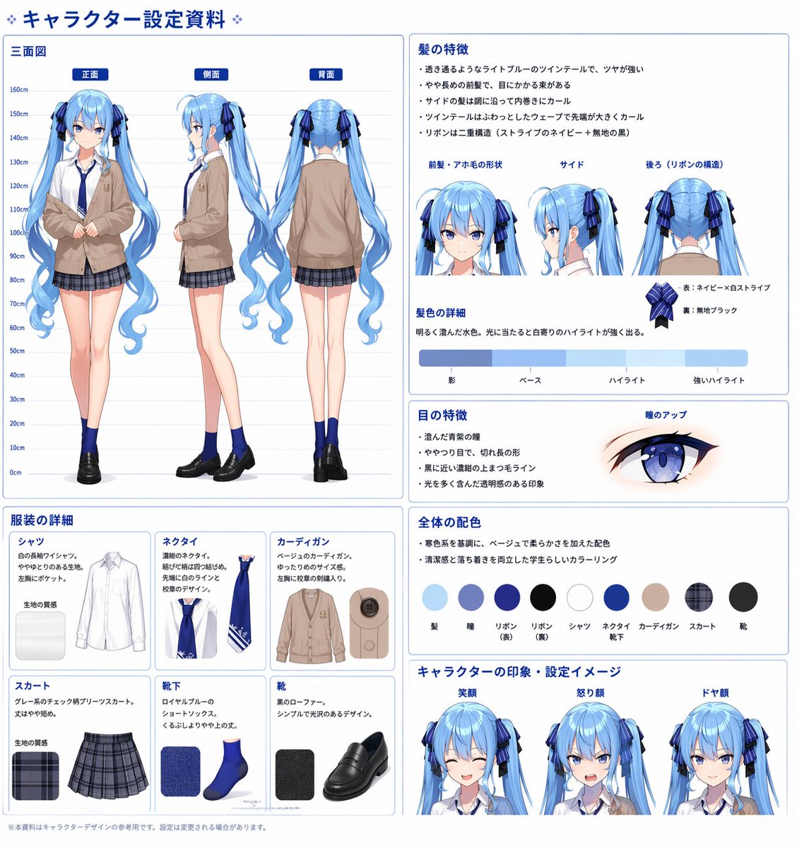 AI Prompt for Anime Character Reference Sheet: Detailed Multi-Panel Design