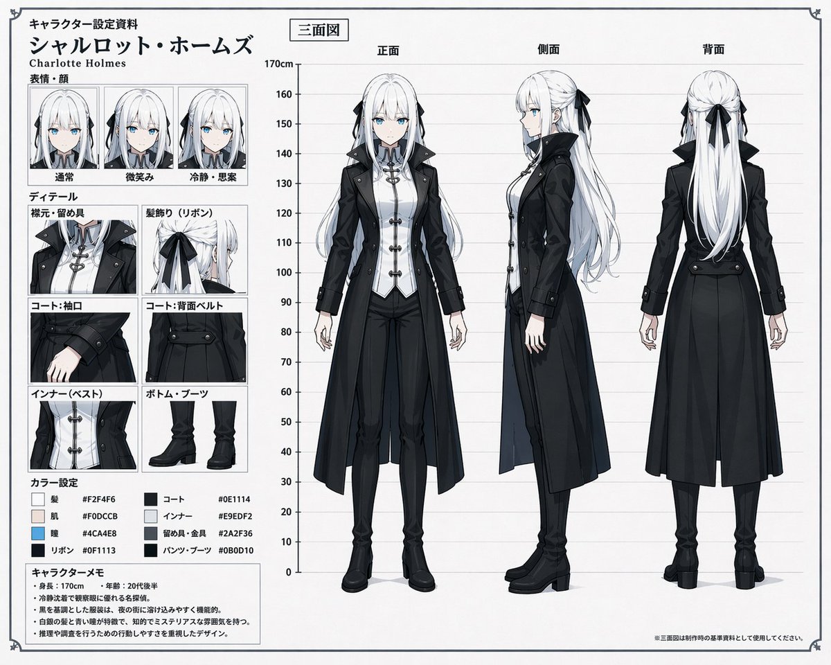 AI Prompt for Anime Character Reference Sheet with 3-View Turnaround