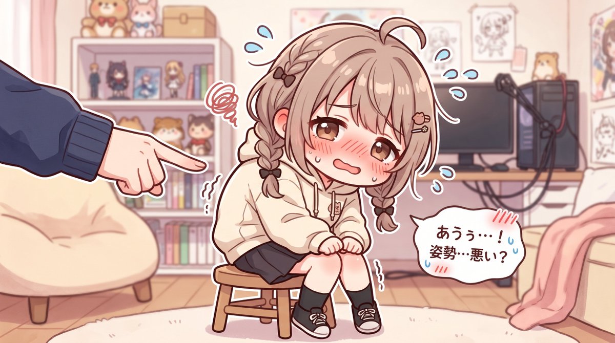 AI Prompt for Anime Character Sitting on Tiny Stool