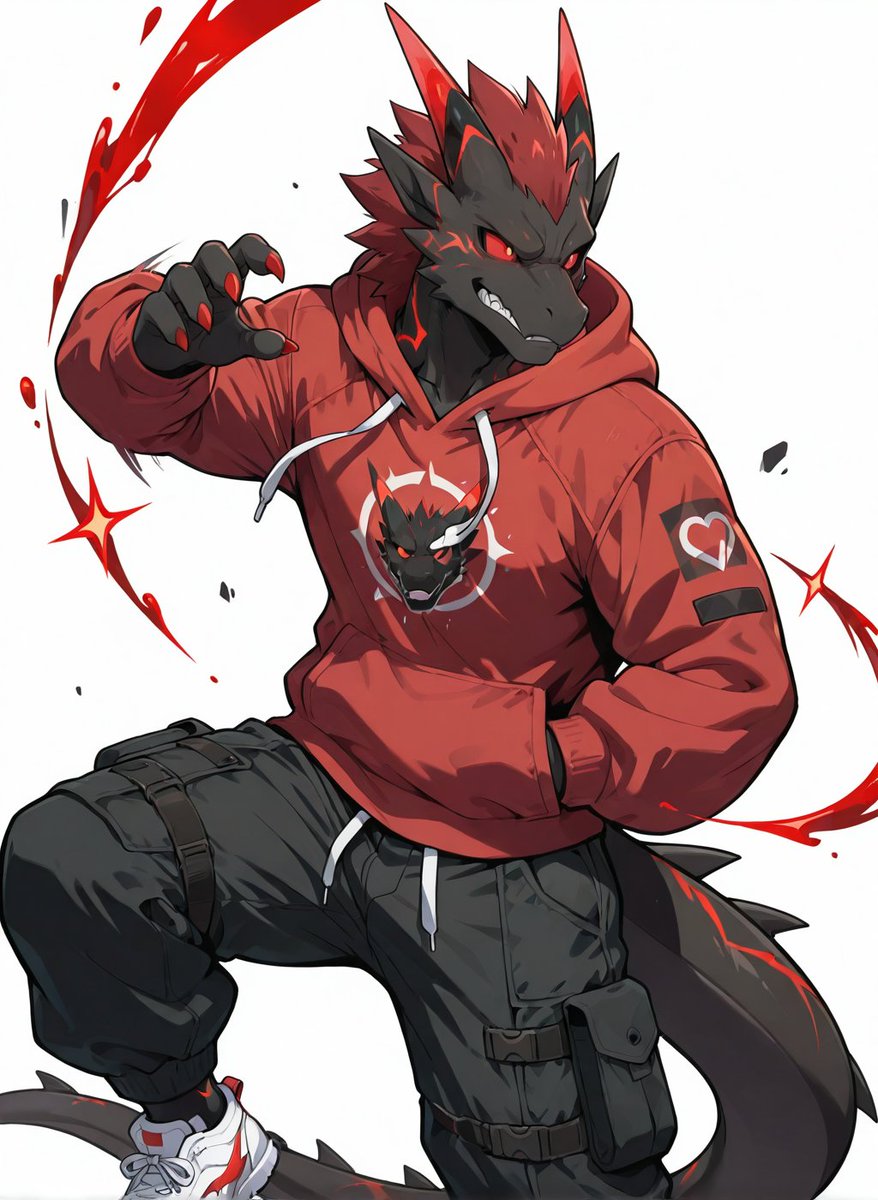 AI Prompt for Anime Dragon-Wolf Character Poster with Streetwear