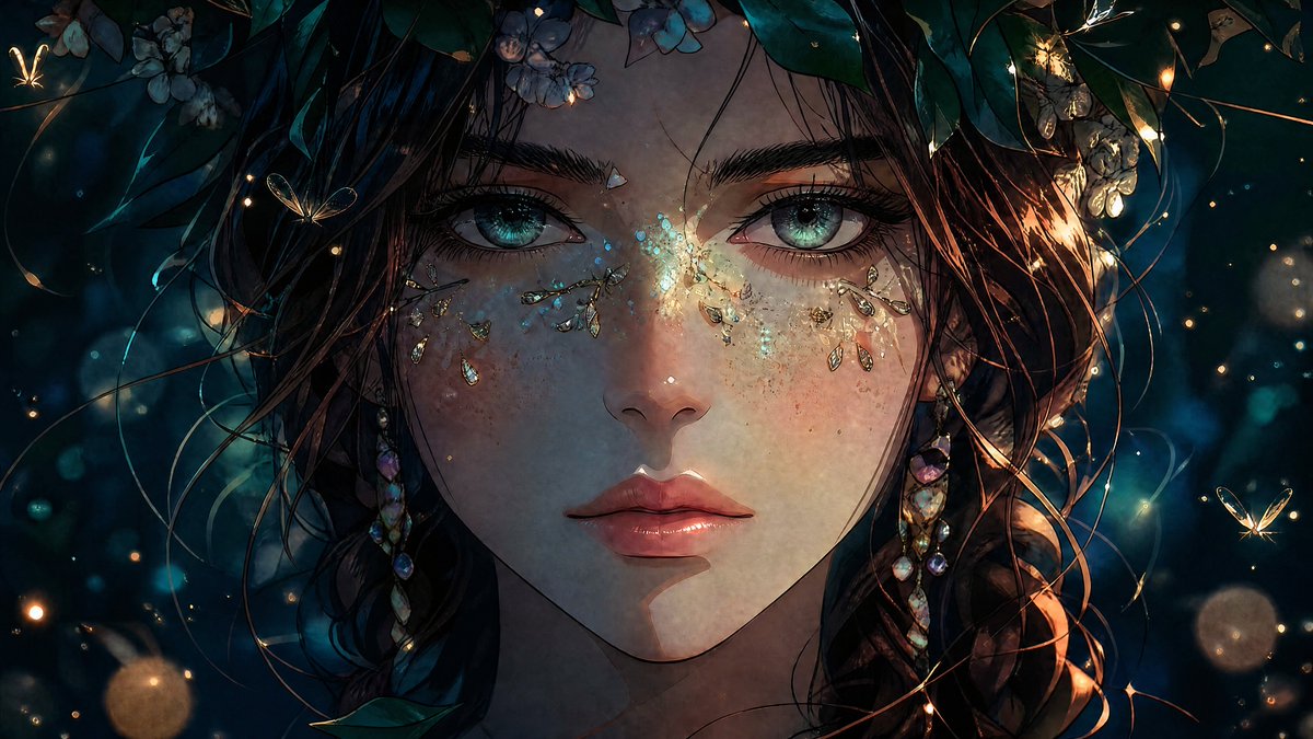 AI Prompt for Anime Forest Nymph Portrait with Fireflies and Foliage