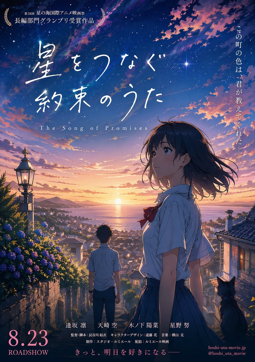 AI Prompt for Anime Inspirational Movie Poster with Sunset Scene