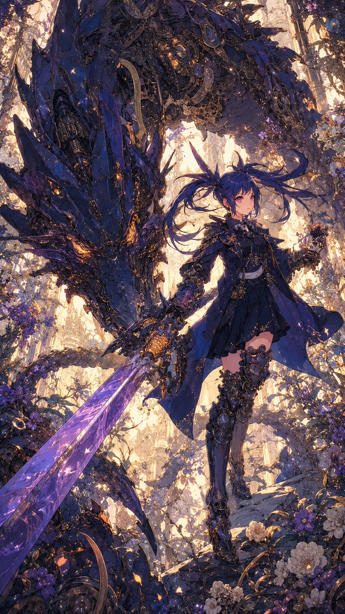 AI Prompt for Anime-Inspired Cinematic Swordswoman and Dragon