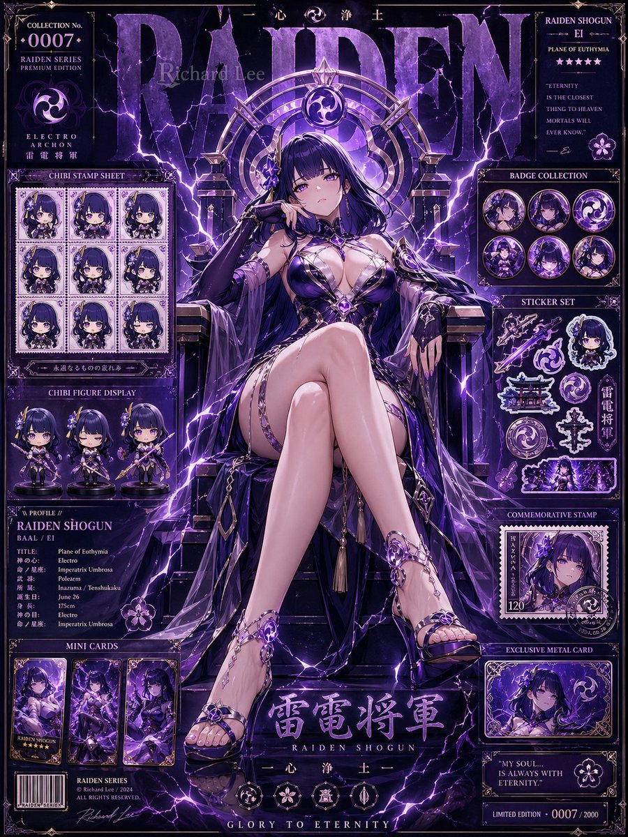 AI Prompt for Anime Poster Character Key Art with Regal Purple Lightning Empress