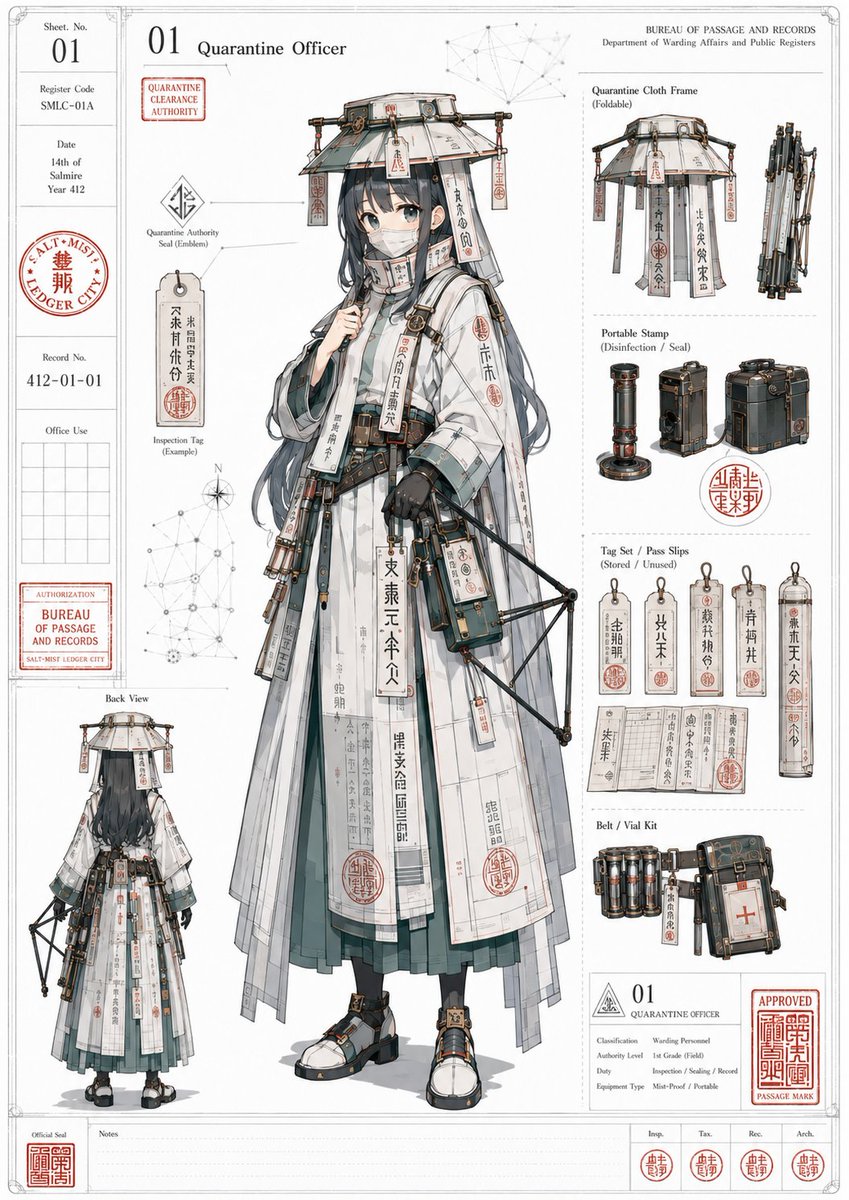 AI Prompt for Anime Quarantine Officer Character Reference Sheet