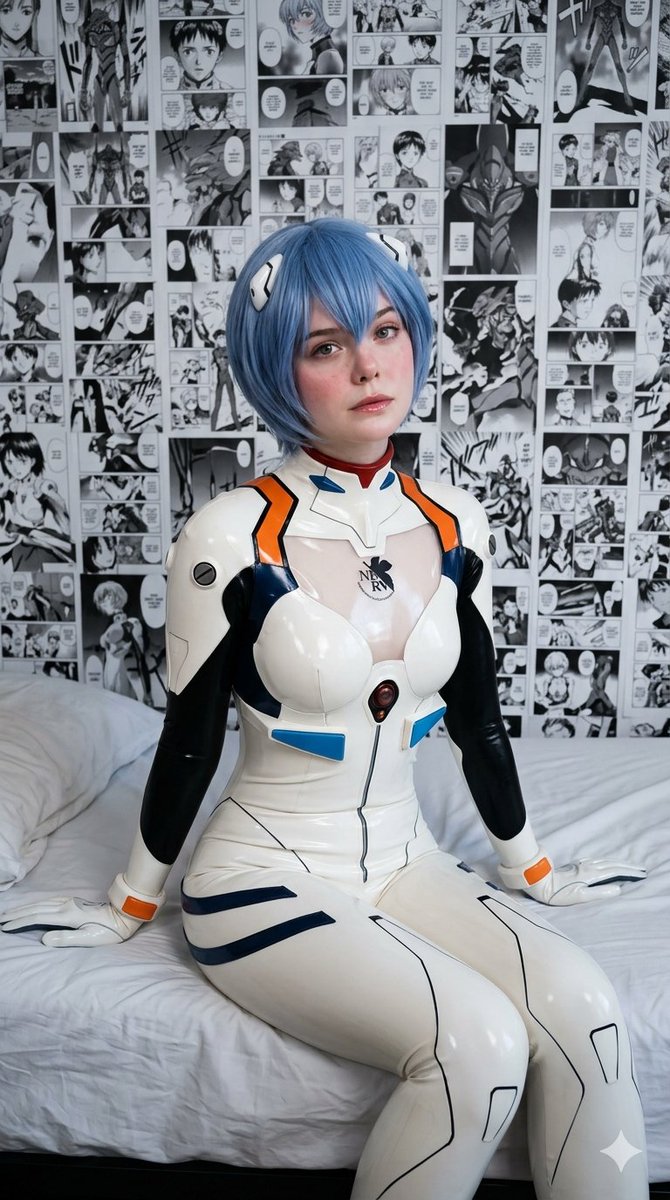 AI Prompt for Anime Rei Ayanami Cosplay Portrait with Manga Background