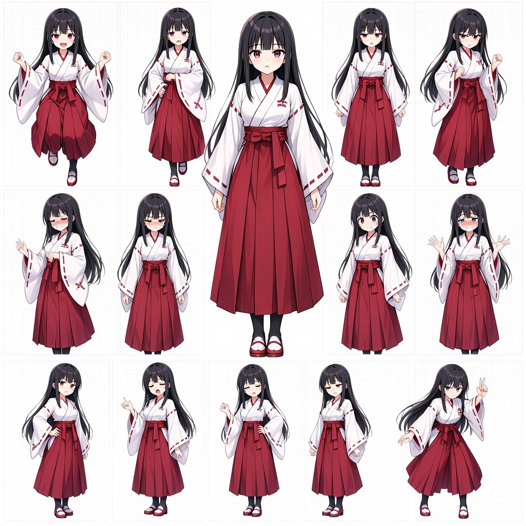 AI Prompt for Anime Shrine Maiden Character Reference Sheet