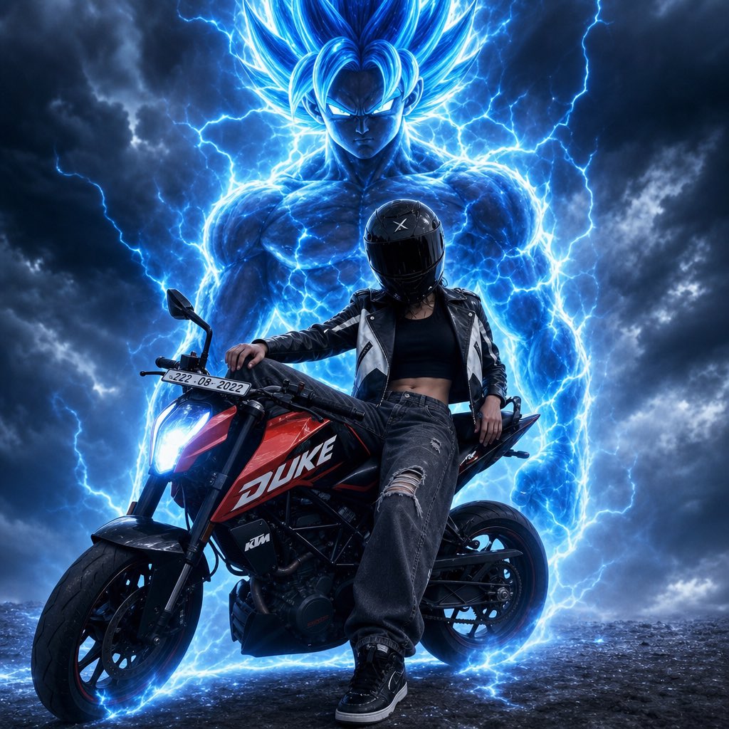 AI Prompt for Anime-Style Biker Girl with Cyberpunk Backdrop