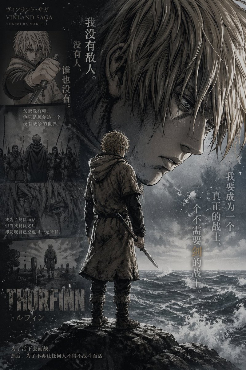 AI Prompt for Anime-Style Character Poster with Stormy Sea Background
