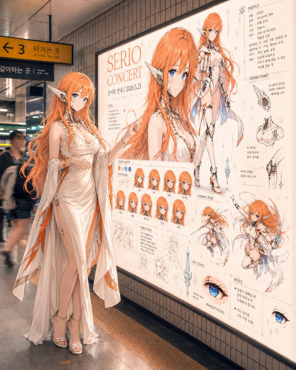 AI Prompt for Anime-Style City Scene with Elf Idol Character