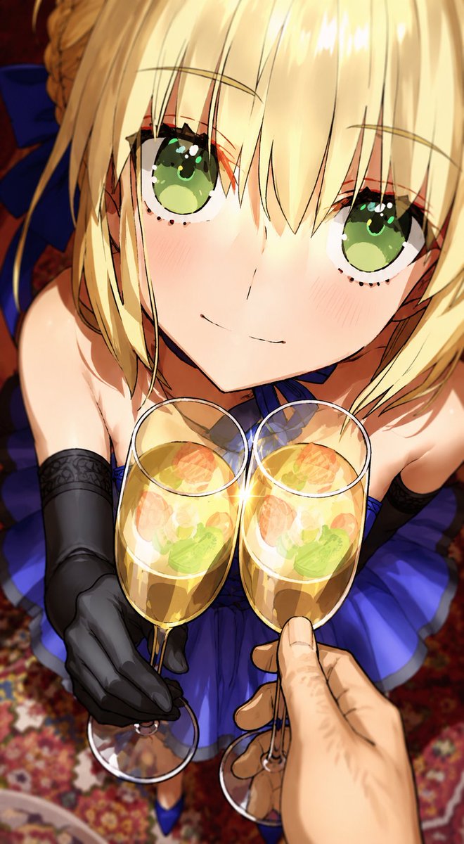 AI Prompt for Anime-Style Female Character with Champagne
