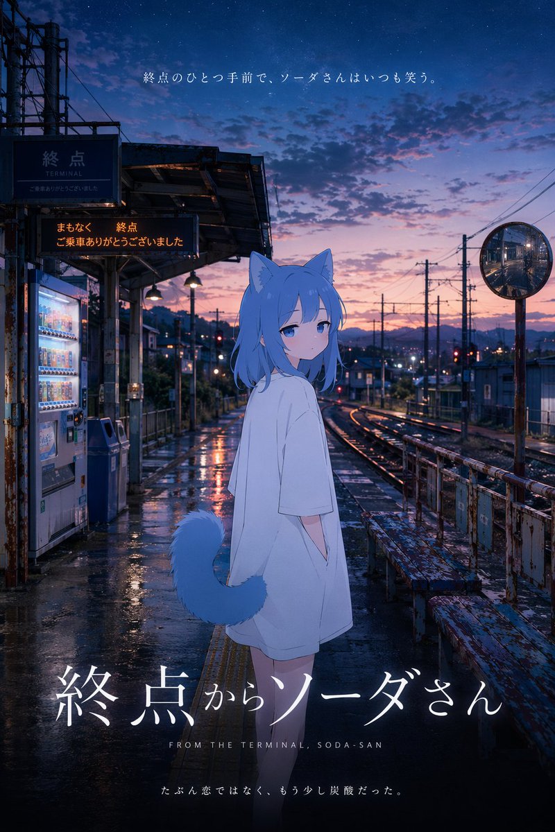 AI Prompt for Anime-Style Train Station Poster with Customizable Typography