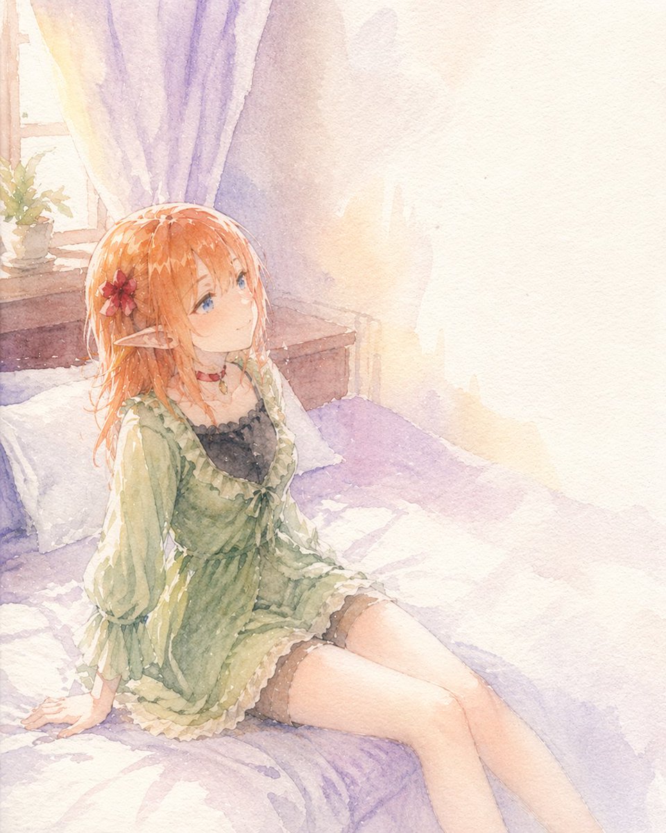 AI Prompt for Anime Watercolor Portrait of Elf Girl