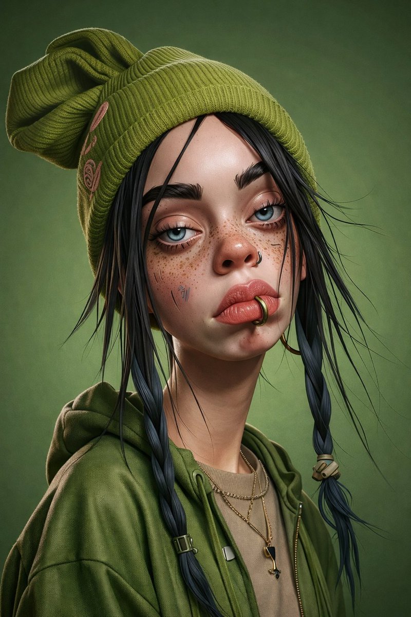 AI Prompt for Cartoon Cartoon 3D Character Render of Billie Eilish