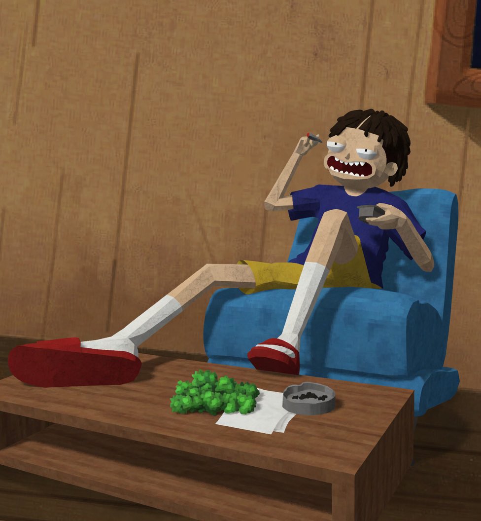 AI Prompt for Cartoon Character Design: Funny Stoner Guy Indoor Scene