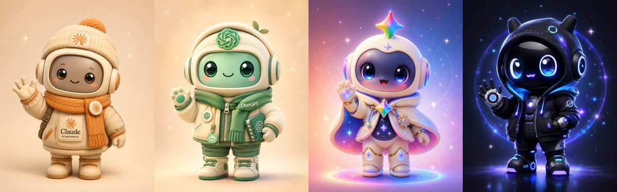 AI Prompt for Chibi AI Mascot Robot Characters - 3D Toy-Style Lineup