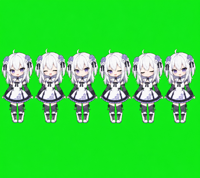 AI Prompt for Chibi Anime Desktop Pet Sprite Sheet: Horizontal 6-Frame Chroma-Key Background