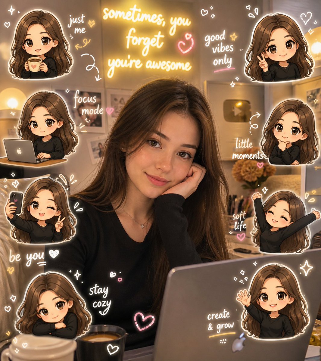 AI Prompt for Chibi Avatar Scrapbook Art in Anime Style