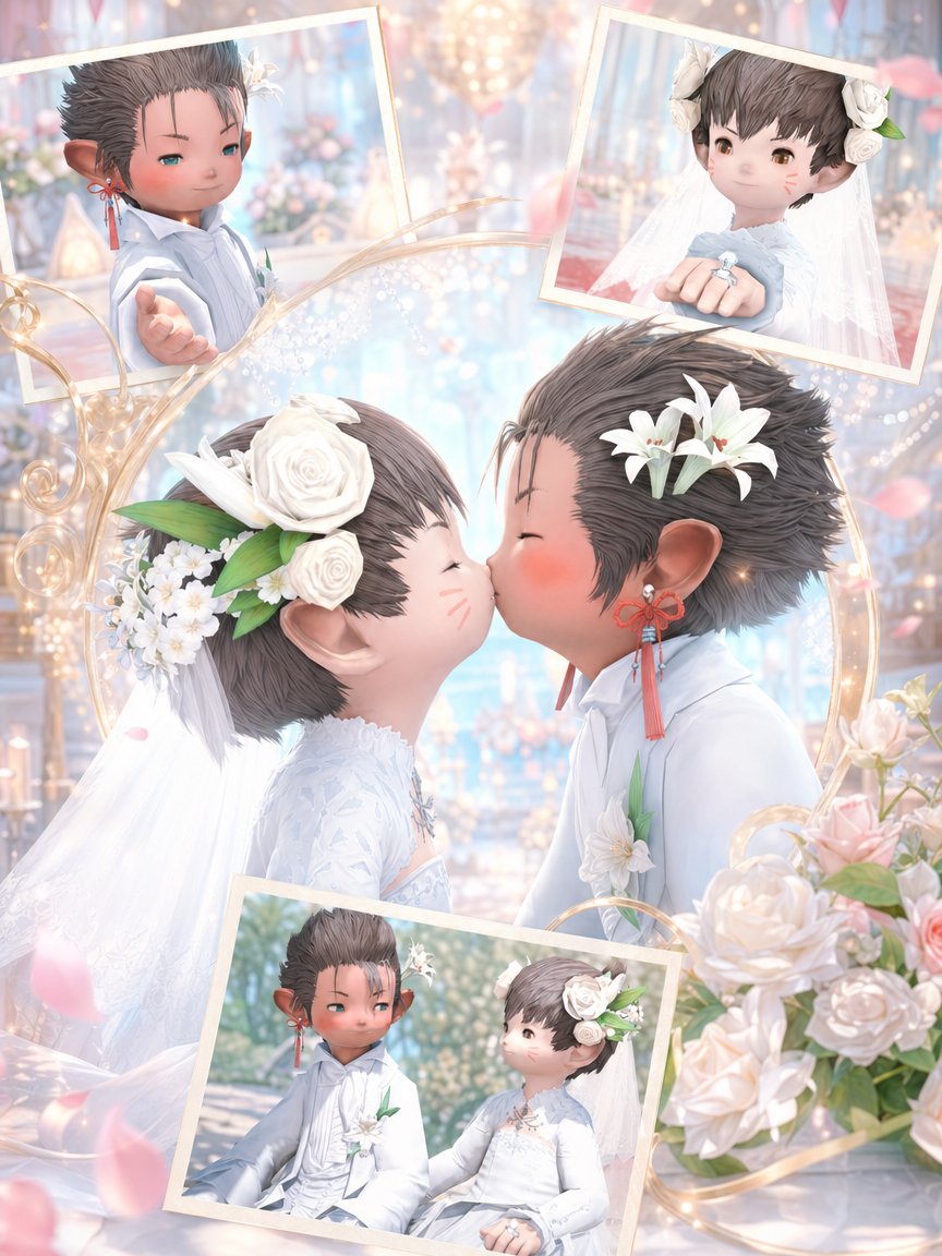 AI Prompt for Chibi Fantasy Wedding Collage Art