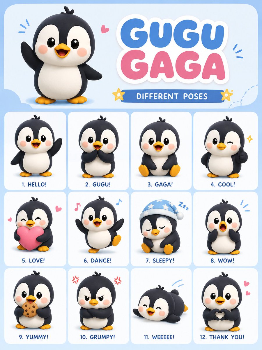 AI Prompt for Chibi Penguin Character Sheet with 3D Pastel Style