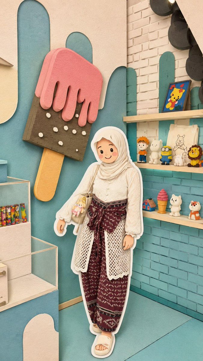 AI Prompt for Chibi-Style Muslim Character Illustrations with Photo Effects