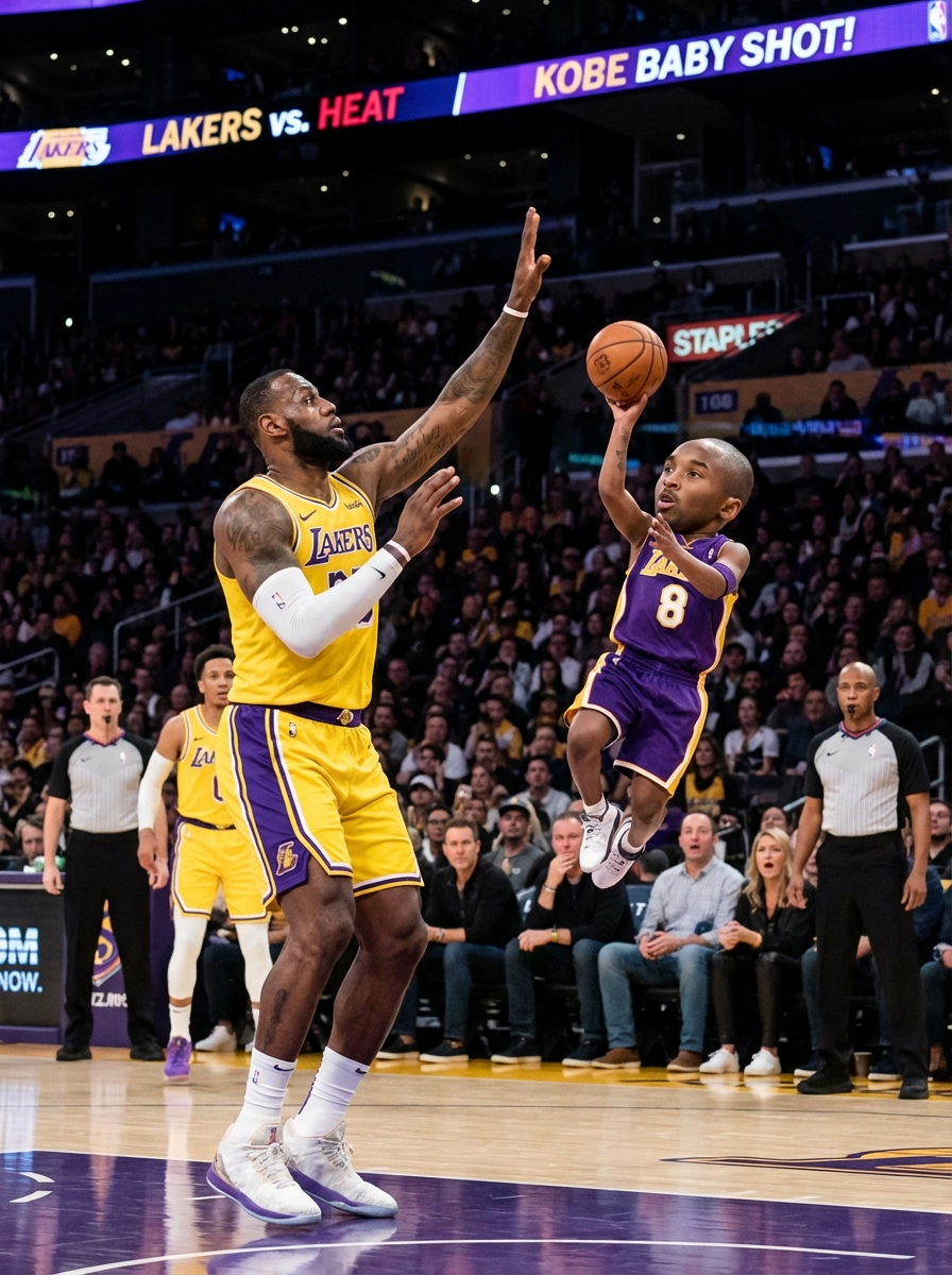 AI Prompt for Chibi-Style NBA Cartoon: Generate Cute, Baby Kobe Bryant vs LeBron James