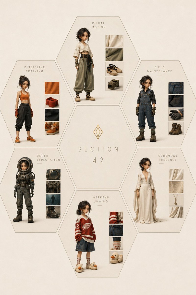 AI Prompt for Child Characters Fashion Concept Board with Minimalist Honeycomb Style