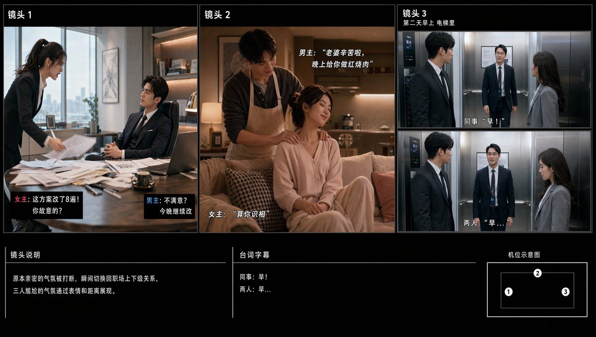 AI Prompt for Chinese Office Secret Romance Storyboard