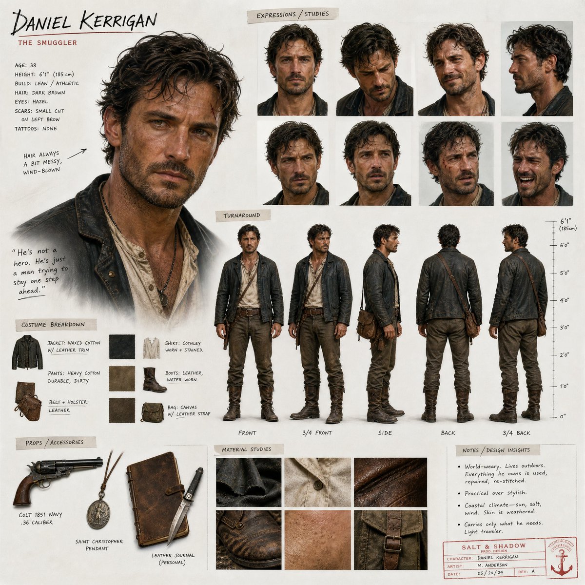 AI Prompt for Cinematic Character Design: AI-Generated Hollywood-Style Character Cards